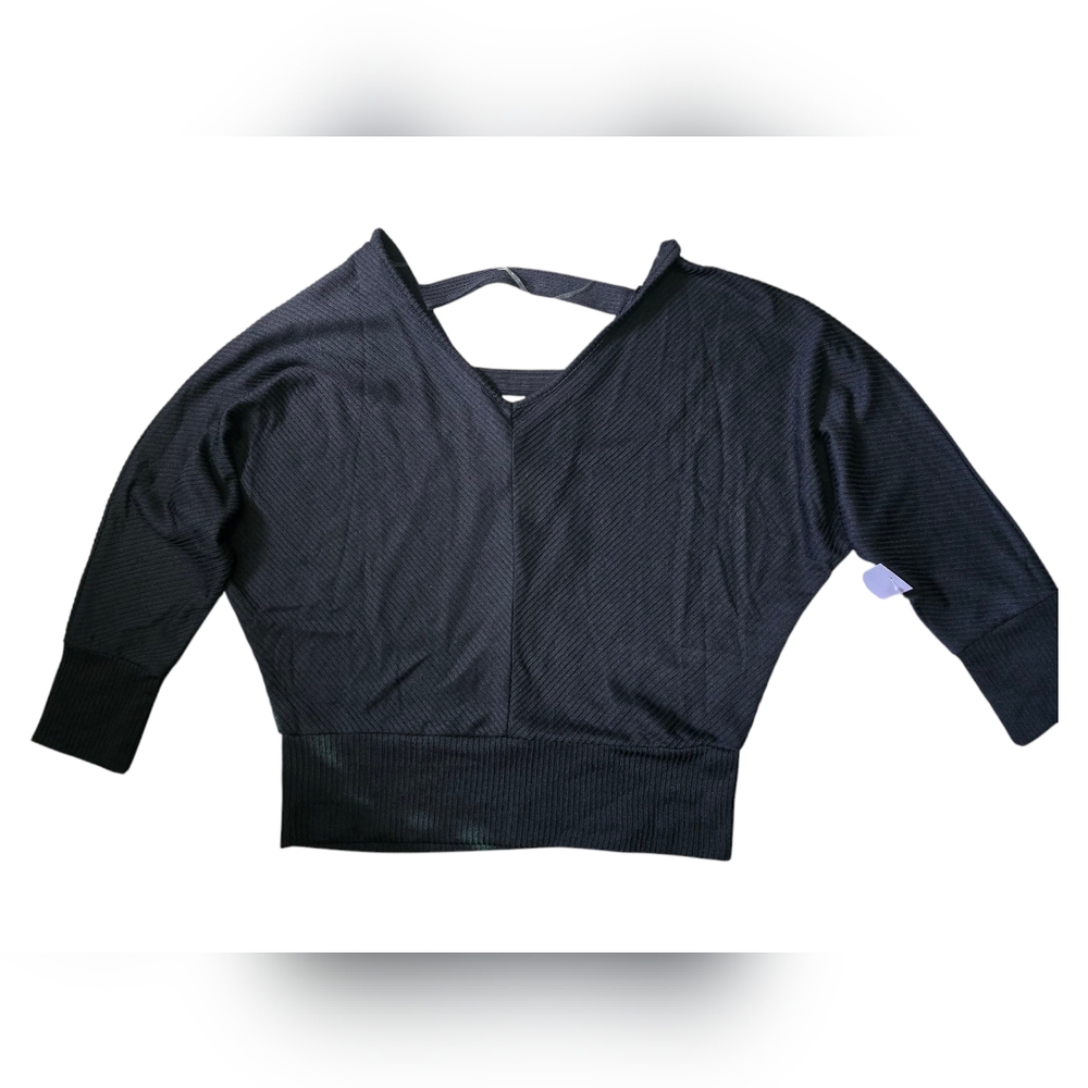 New With Tags Just Be Women's Size 2XL Dolman Sleeve V-Neck Top Black Classic